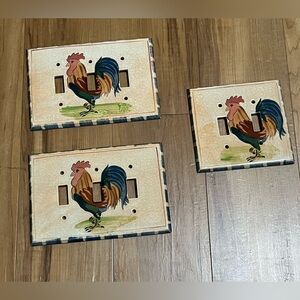 Ceramic Rooster Light Switch Covers | Farmhouse Decor | Set of 3